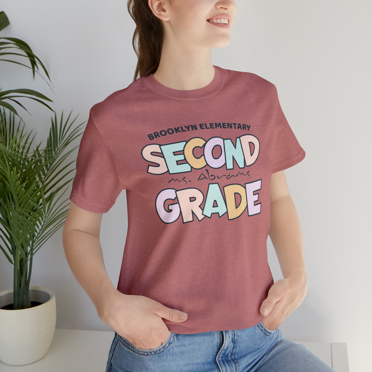 Second Grade Teacher Shirt, 2nd Grade Personalized Teacher and School Name Shirt