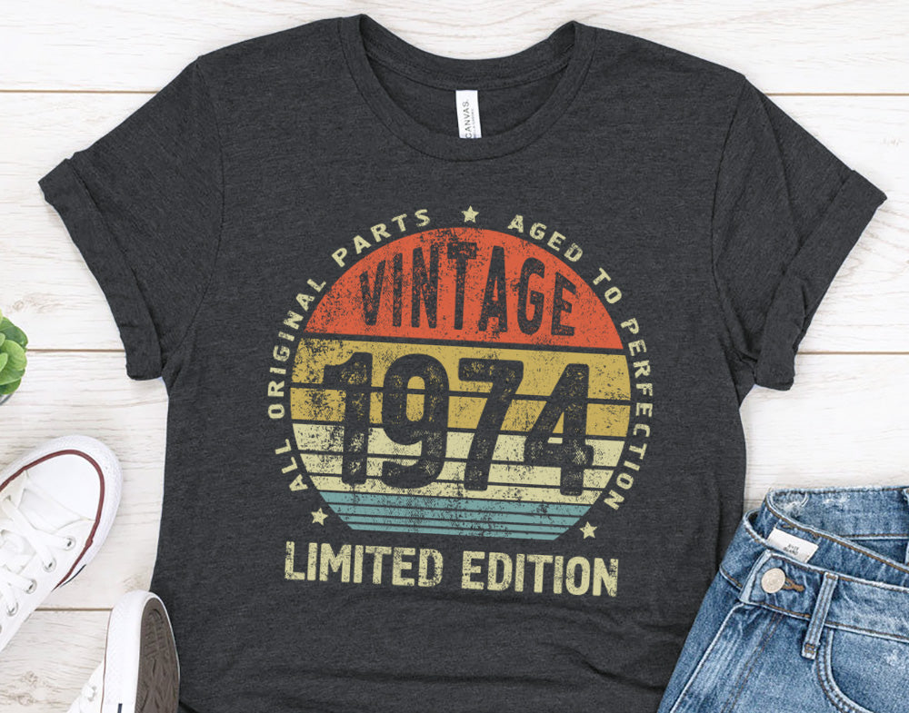 50th birthday gifts, Vintage 1974 Shirt, All Original arts Aged to Perfection