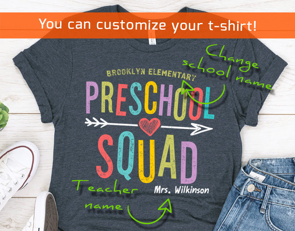 PreSchool Squad Teacher Shirt, Personalized Teacher Team Shirts