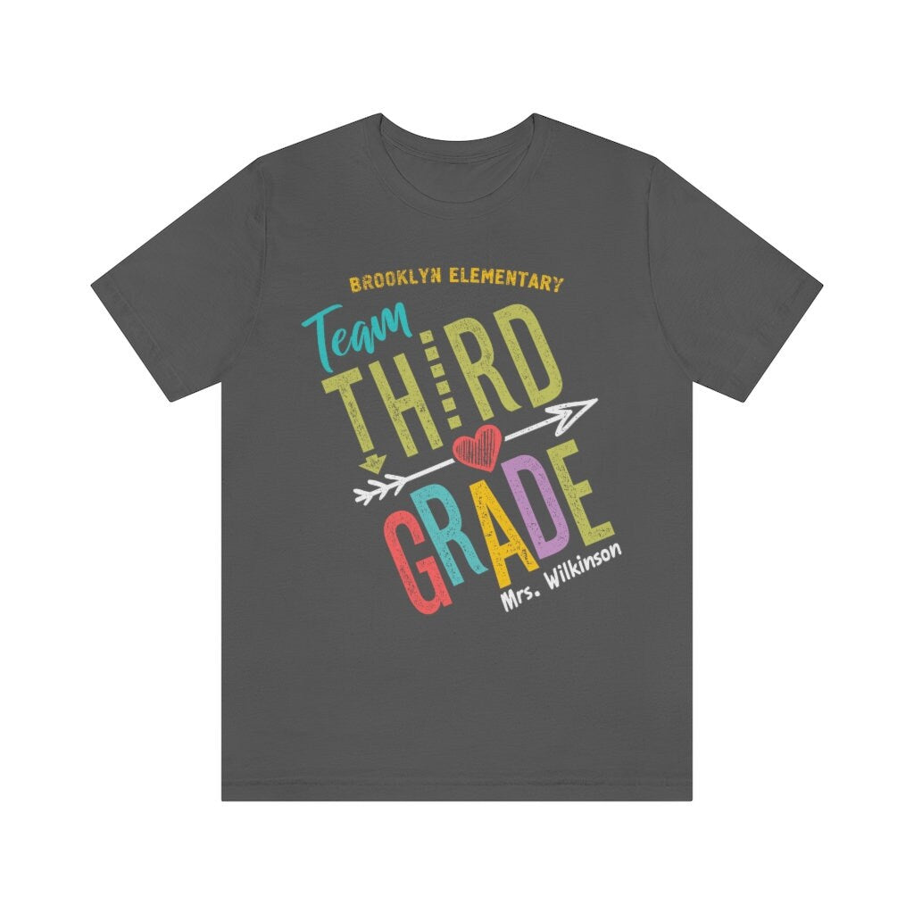 Personalized Third Grade Teacher Team T-Shirt - Customised School Matching Teachers Shirt