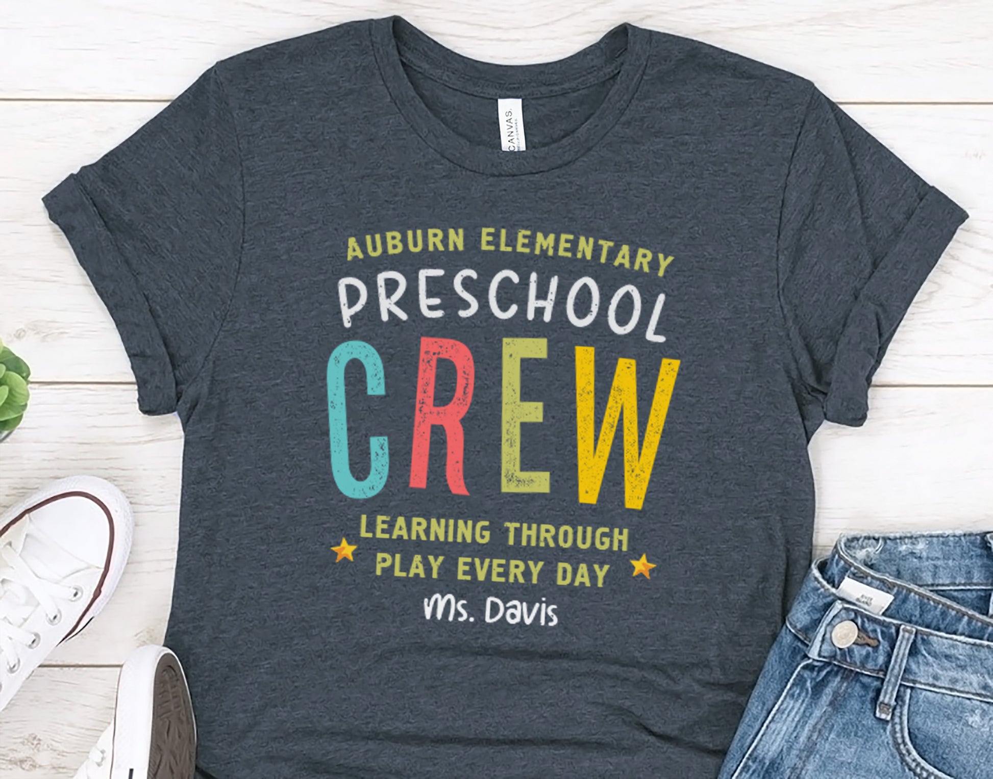 Personalized Preschool Crew Teacher T-Shirt