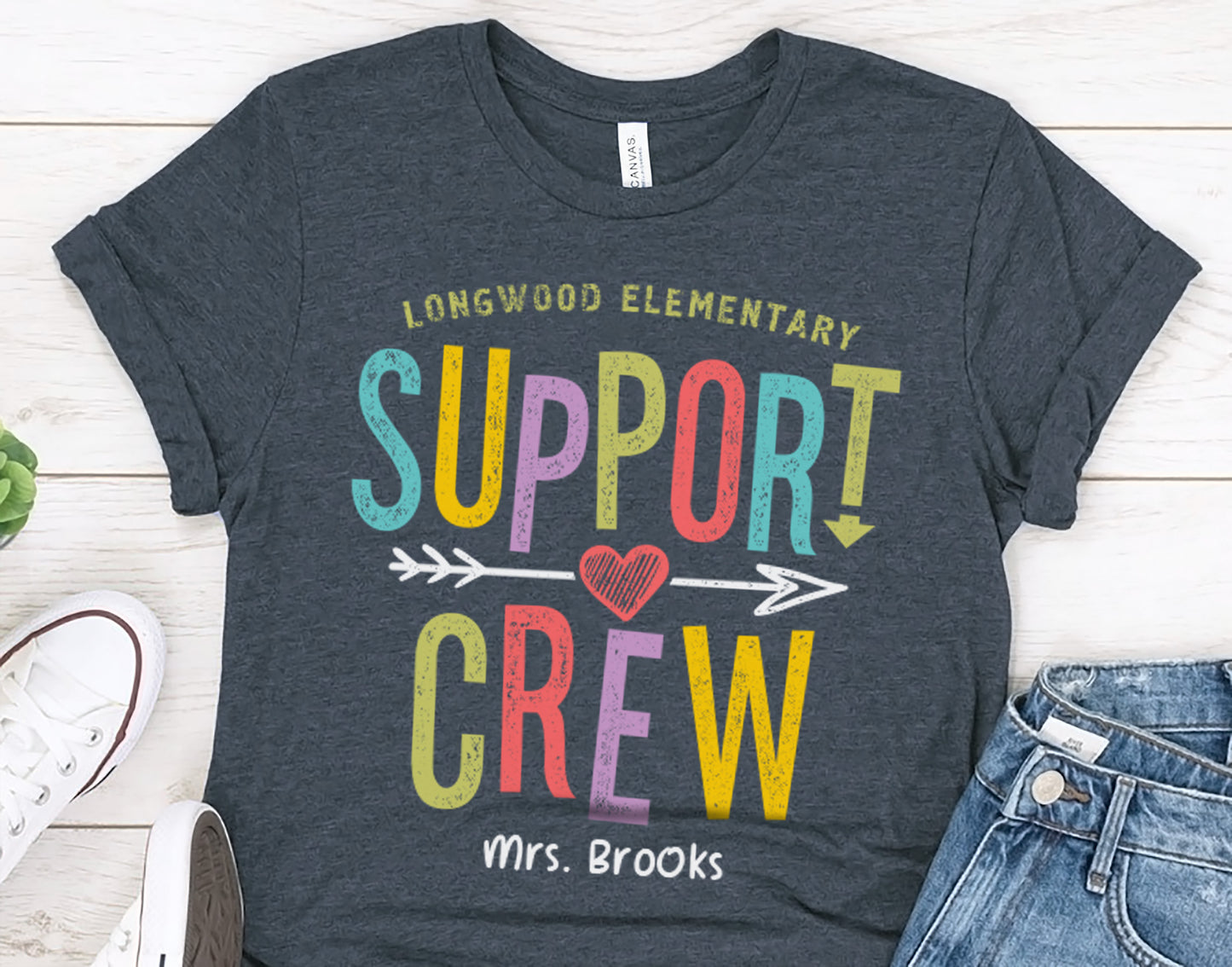Support Crew Shirt | School Support Staff Tshirt | Custom School Name Team Shirt