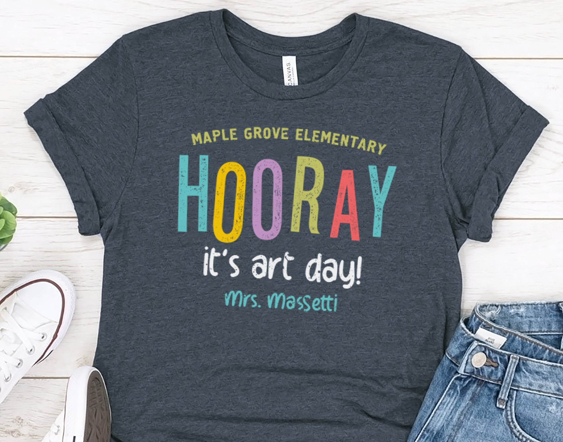 Art Teacher Shirt for Women | Hooray It's Art Day Tee | Personalized Name Gift