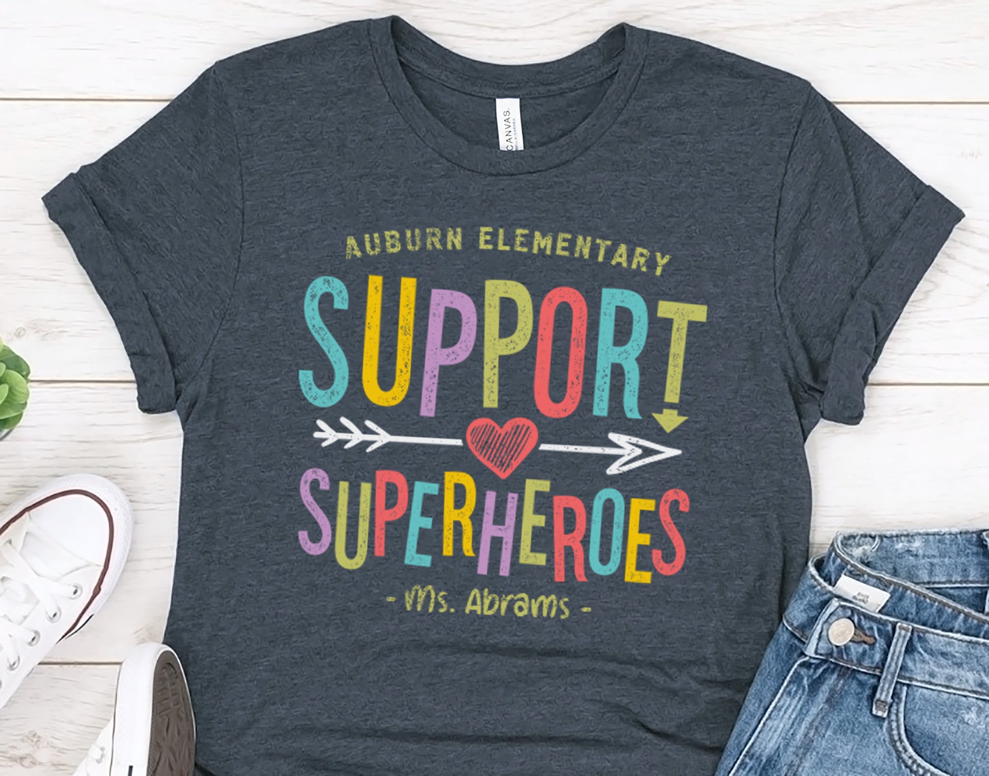 Support Superheroes Shirt | Personalized School and Teacher Name | Para Educator