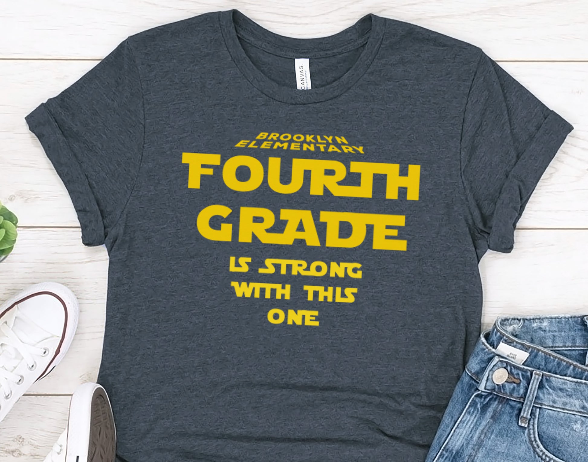 Funny Fourth Grade Teacher Shirt | The 4th is Strong With This One Tee