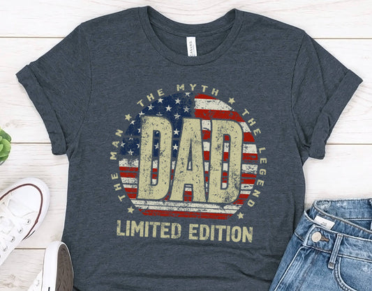 Dad T-Shirt Vintage USA Flag – The Man The Myth The Legend