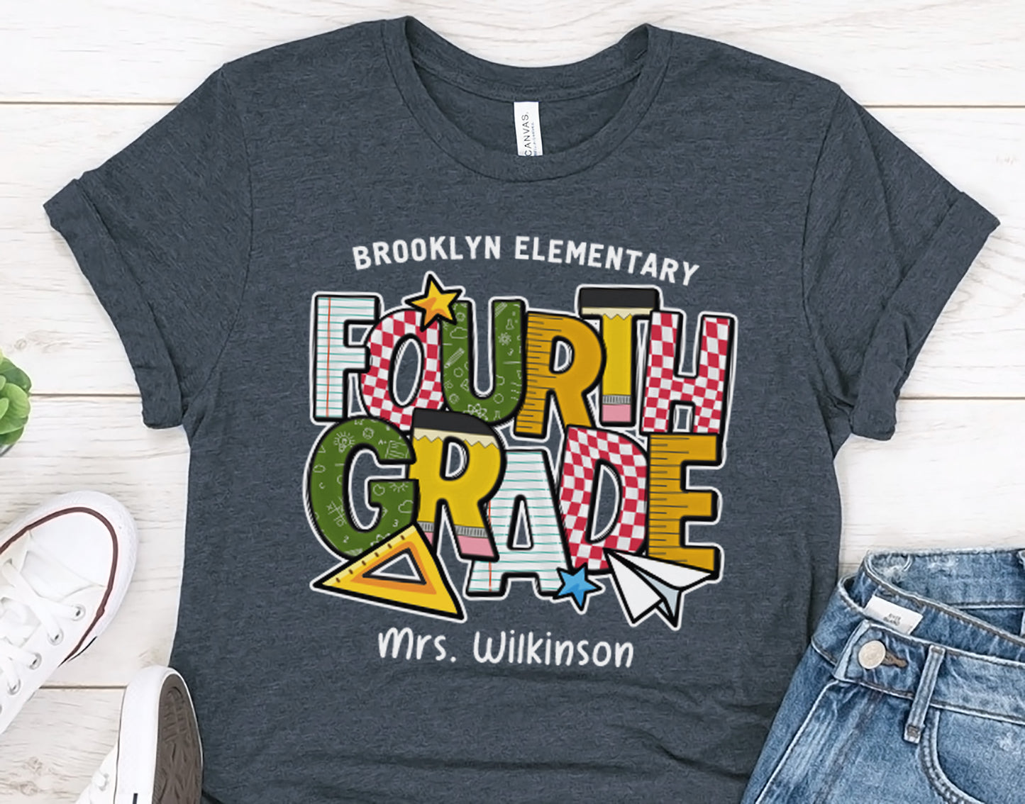 4th Grade Teacher tshirt | Fourth Grade Team Shirt | Custom Teacher Name Tee