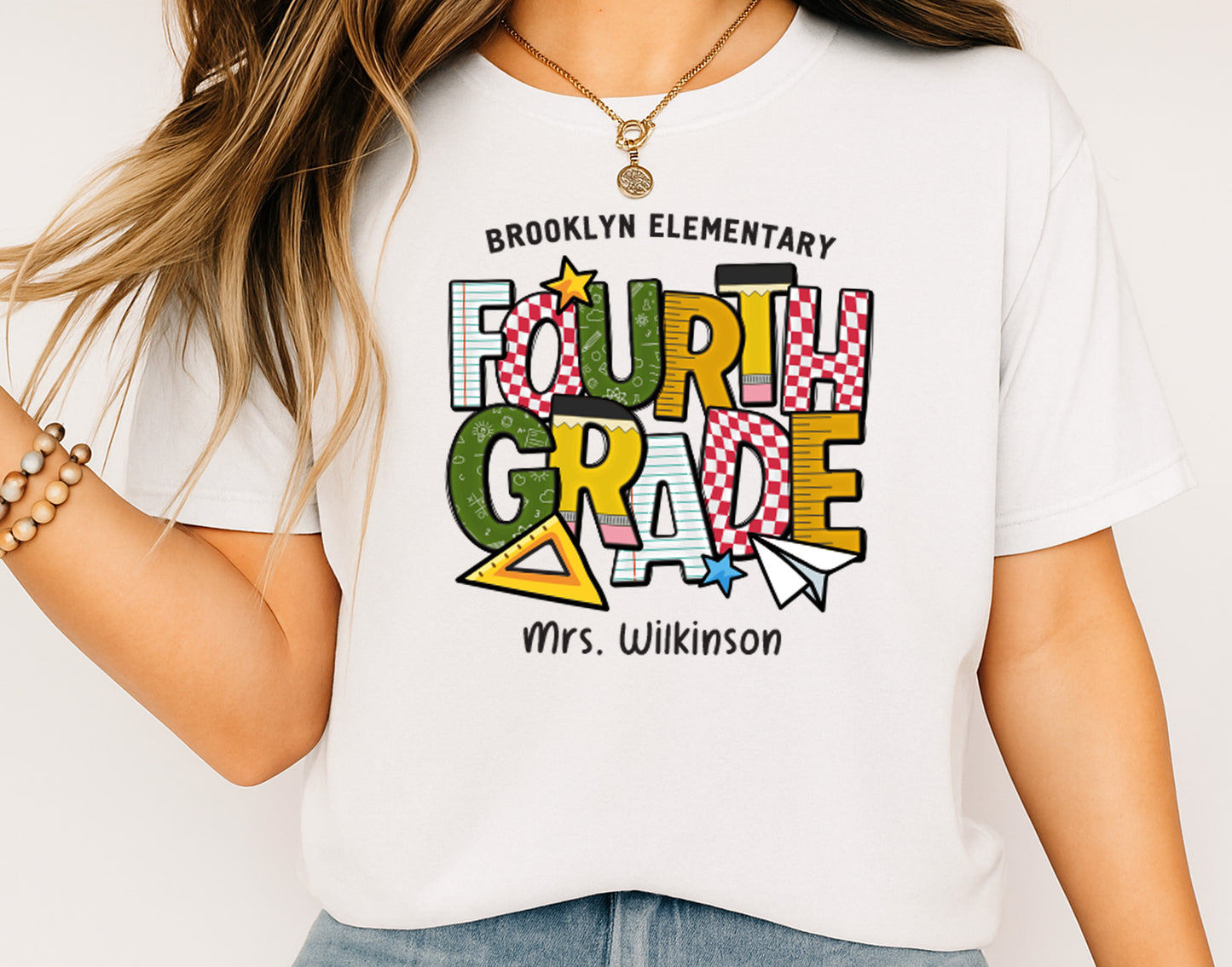 Personalized Fourth Grade Teacher Shirt | Custom School & Name Tee