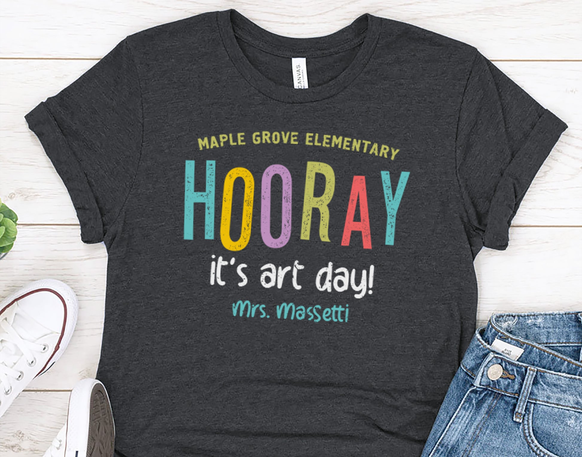 Art Teacher Shirt for Women | Hooray It's Art Day Tee | Personalized Name Gift