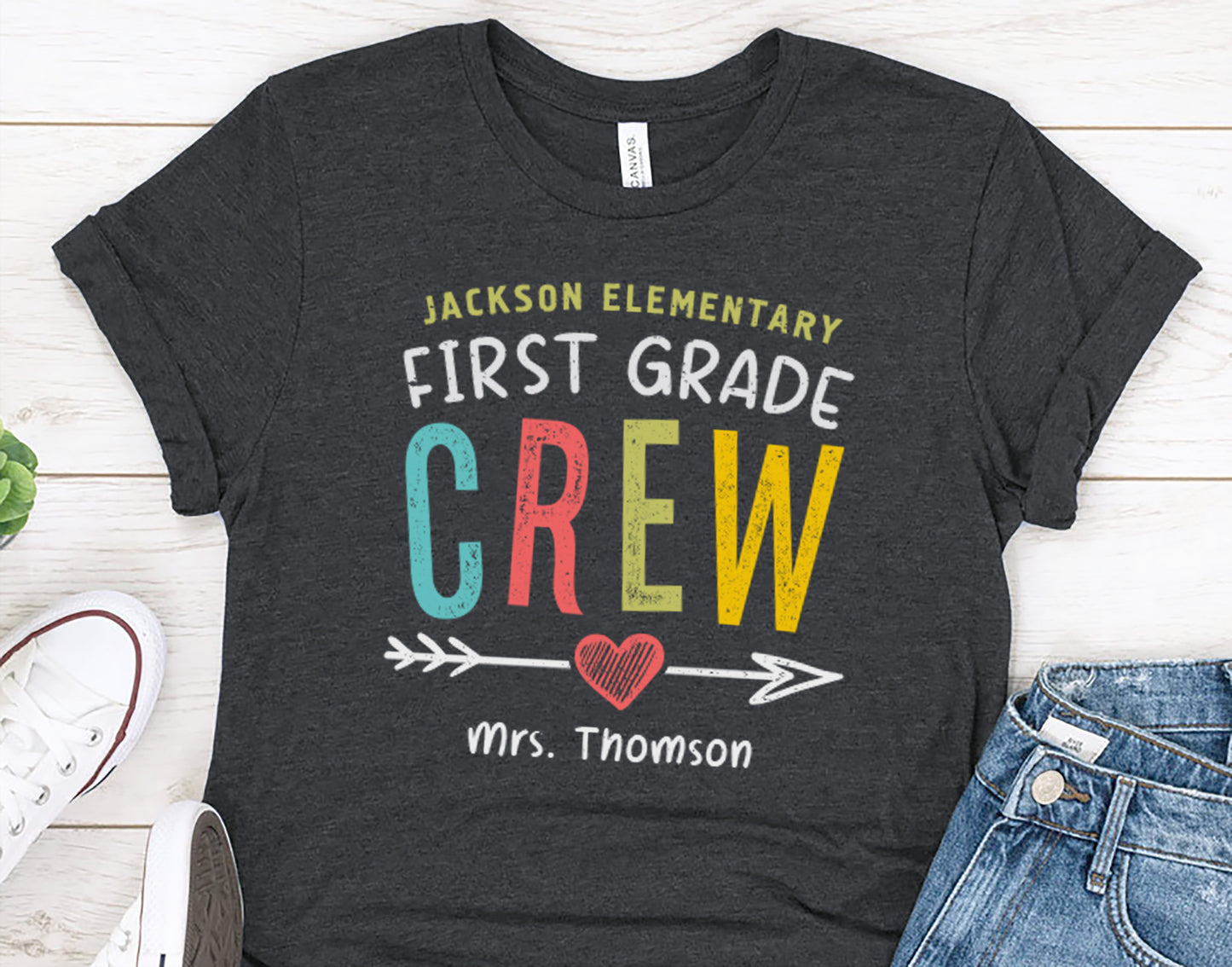 First Grade Crew Shirt | Custom Teacher Name Tee | 1st Grade Team