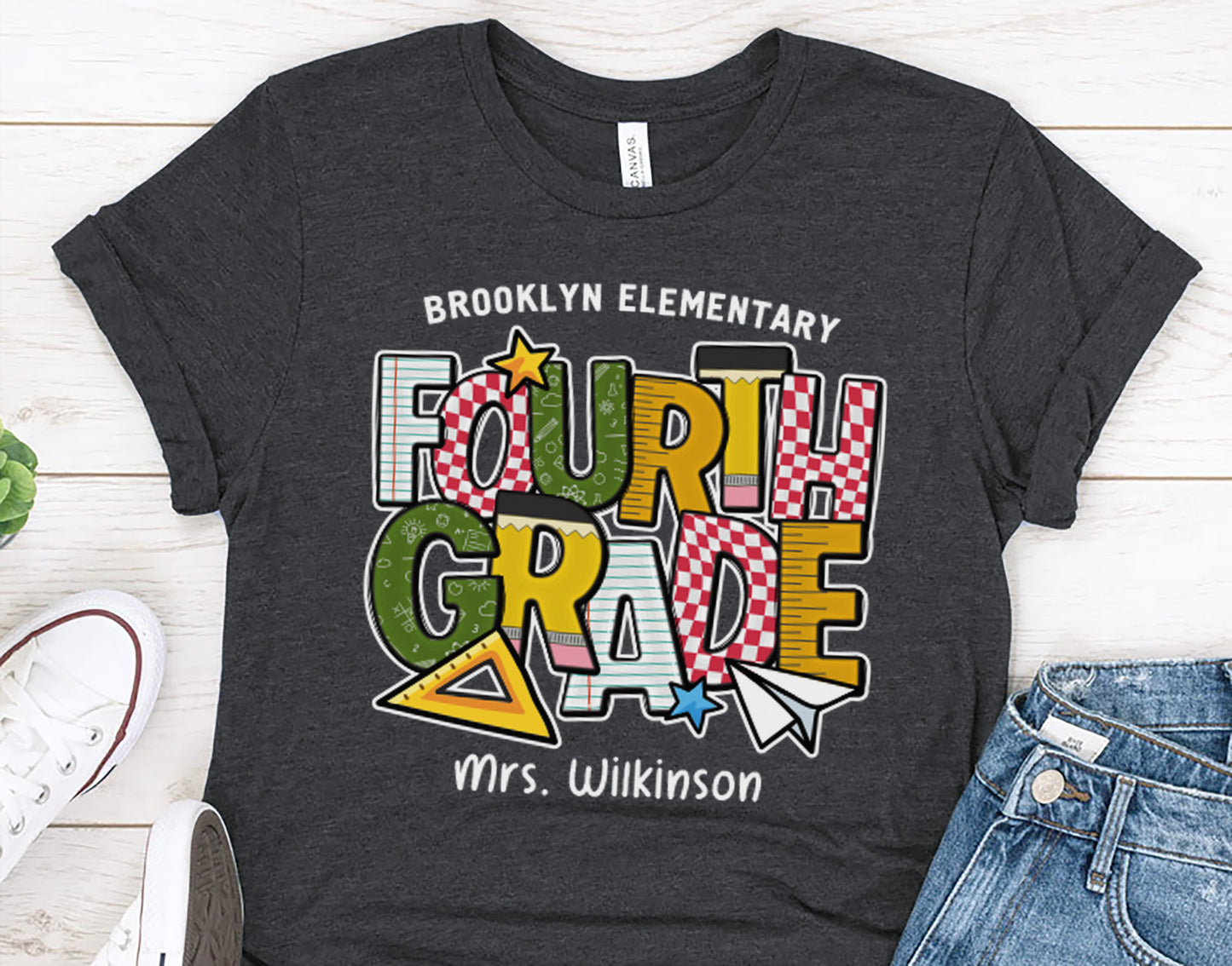 4th Grade Teacher tshirt | Fourth Grade Team Shirt | Custom Teacher Name Tee