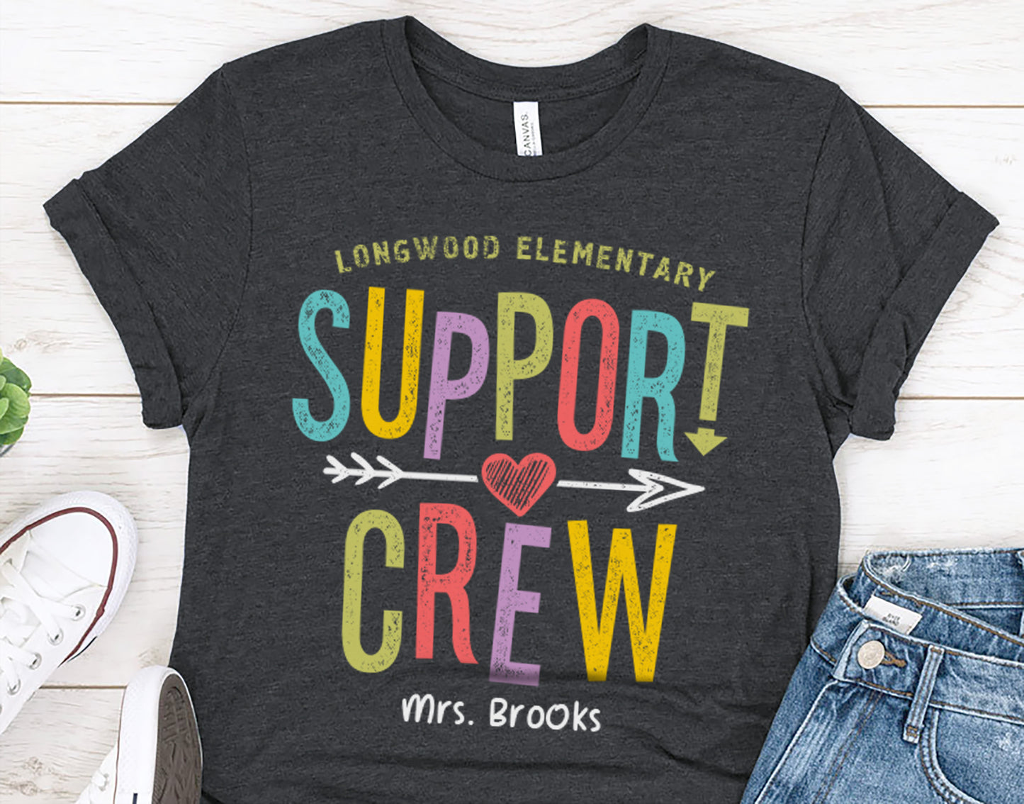 Support Crew Shirt | School Support Staff Tshirt | Custom School Name Team Shirt