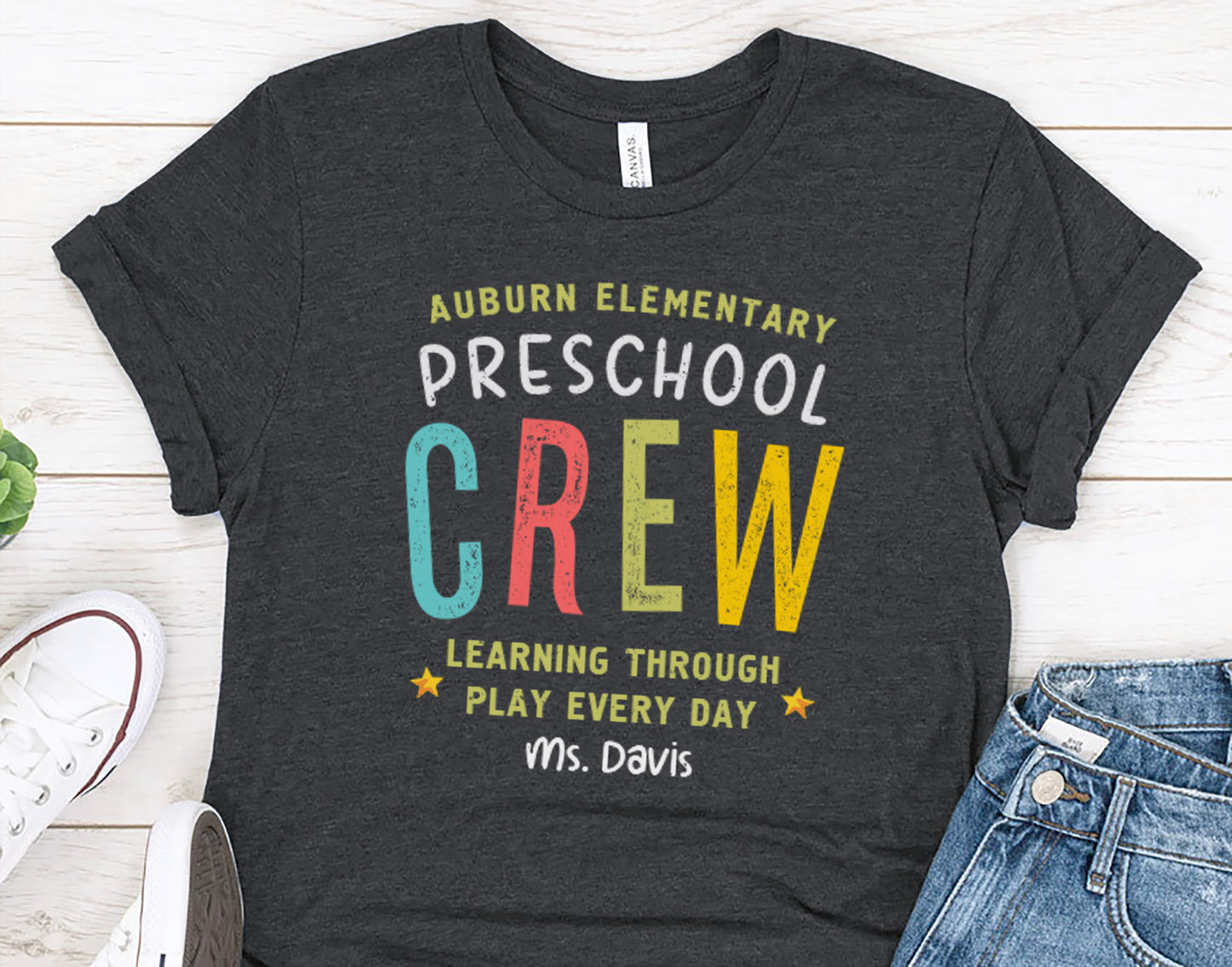 Personalized Preschool Crew Teacher T-Shirt
