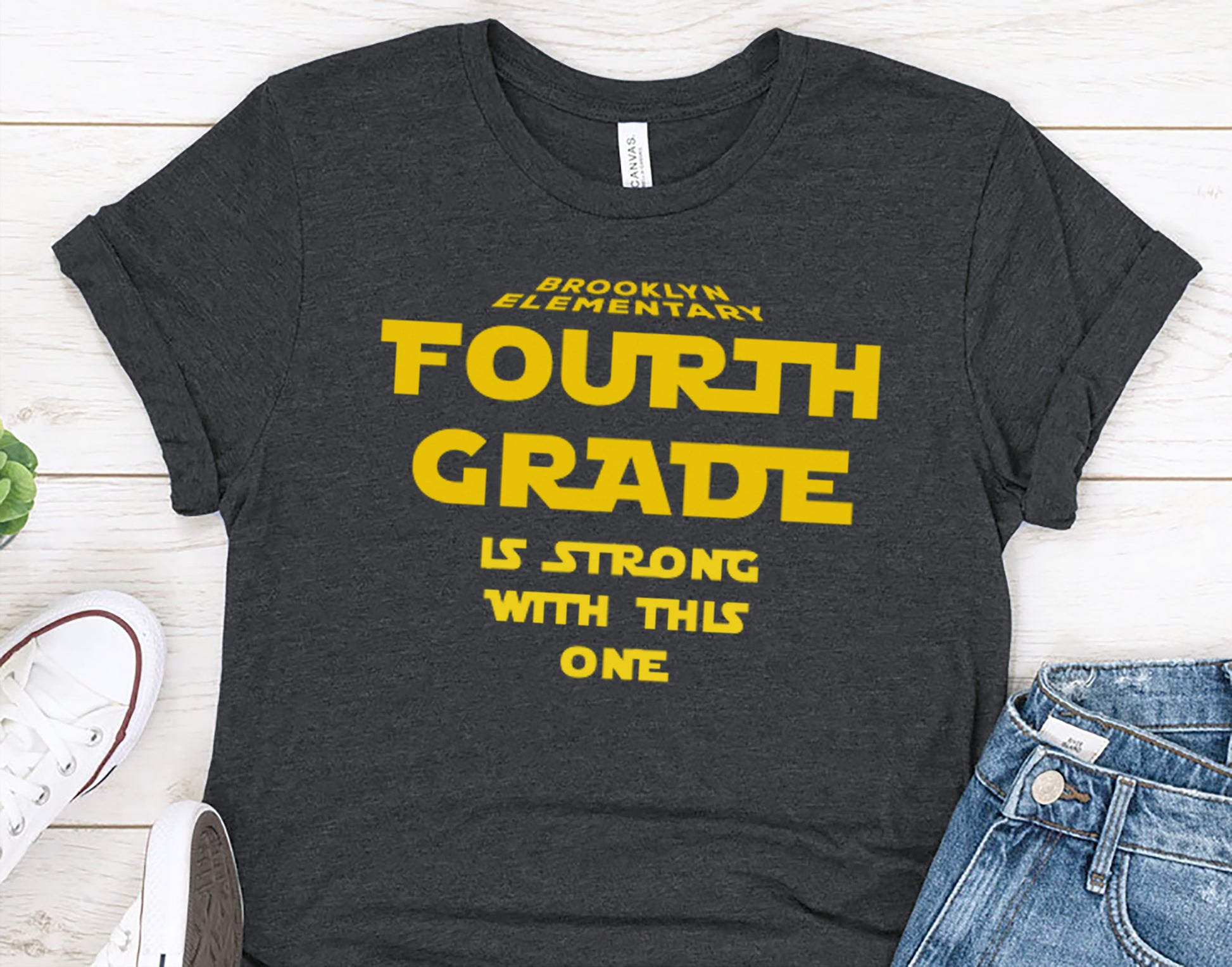 Funny Fourth Grade Teacher Shirt | The 4th is Strong With This One Tee
