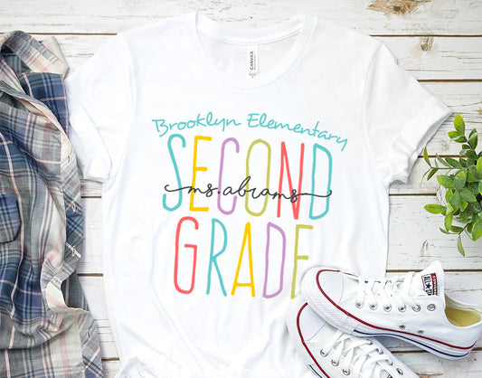 2nd Grade Teacher Shirt, Second Grade Personalized Teacher and School Name Shirts