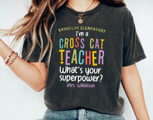 Cross Cat Teacher Shirt | Personalized Custom Special Education Tee