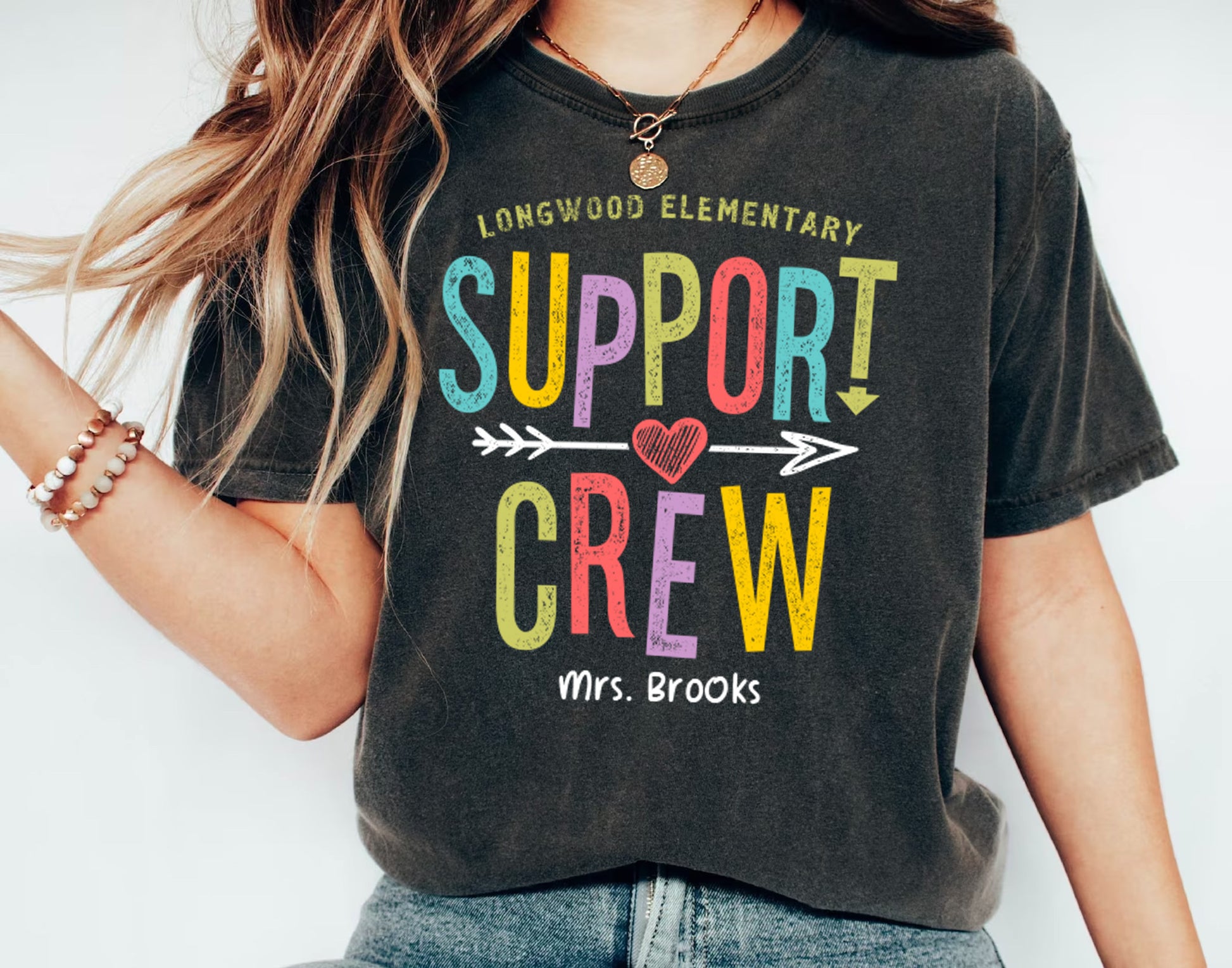 Support Crew Shirt | School Support Staff Tshirt | Custom School Name Team Shirt