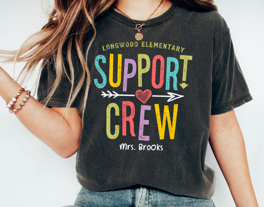 Support Crew Shirt | School Support Staff Tshirt | Custom School Name Team Shirt