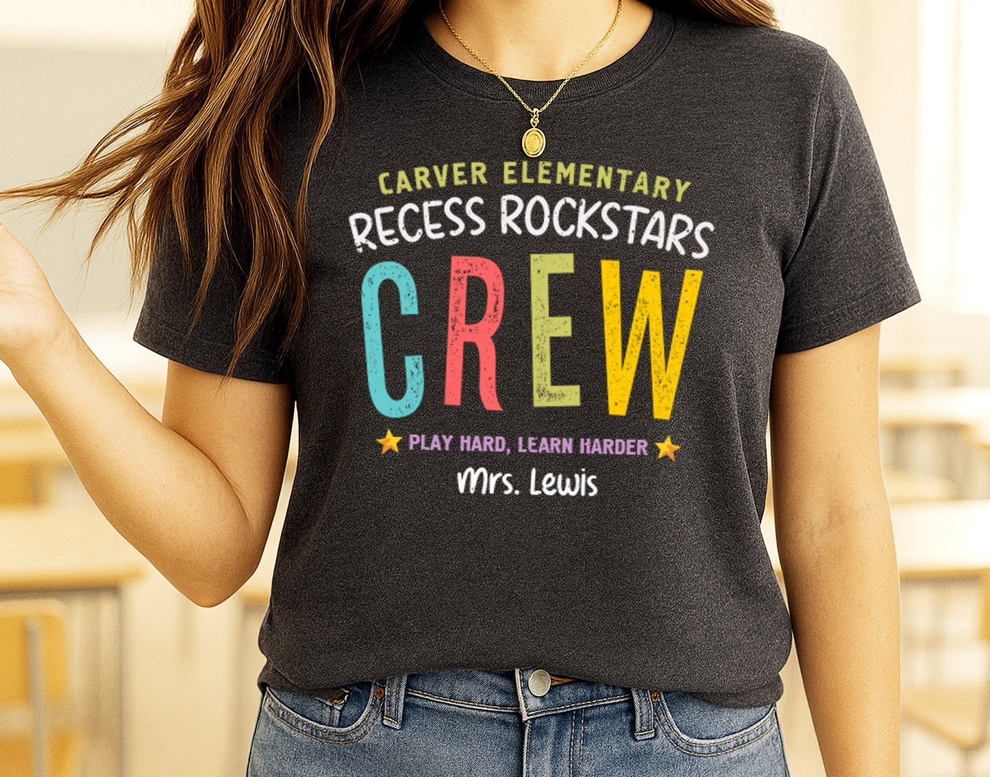 Recess Rockstars Crew Shirt | Custom Playground Supervisor Tee | Yard Duty Gift