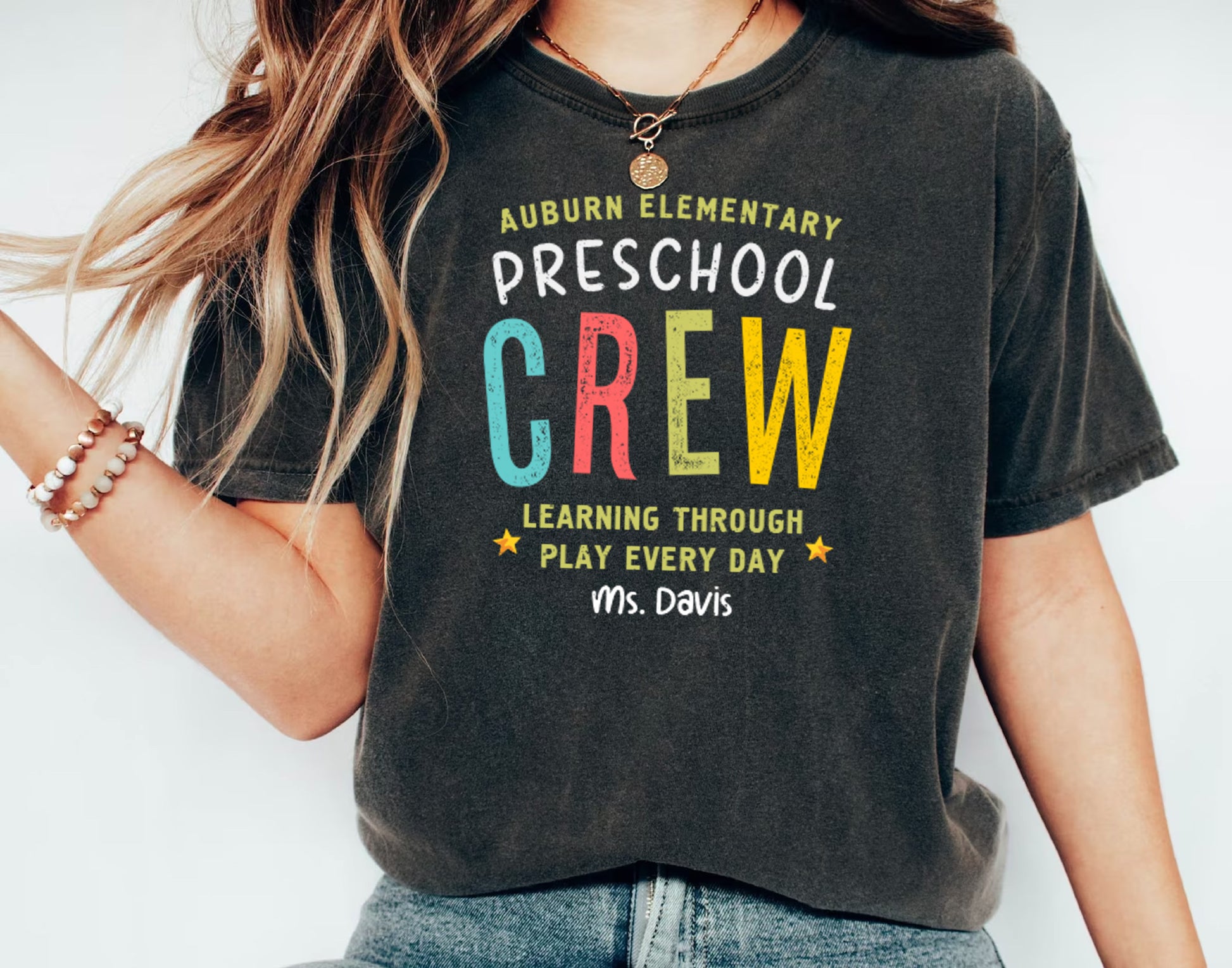 Personalized Preschool Crew Teacher T-Shirt
