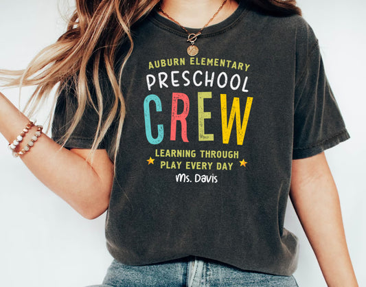 Personalized Preschool Crew Teacher T-Shirt