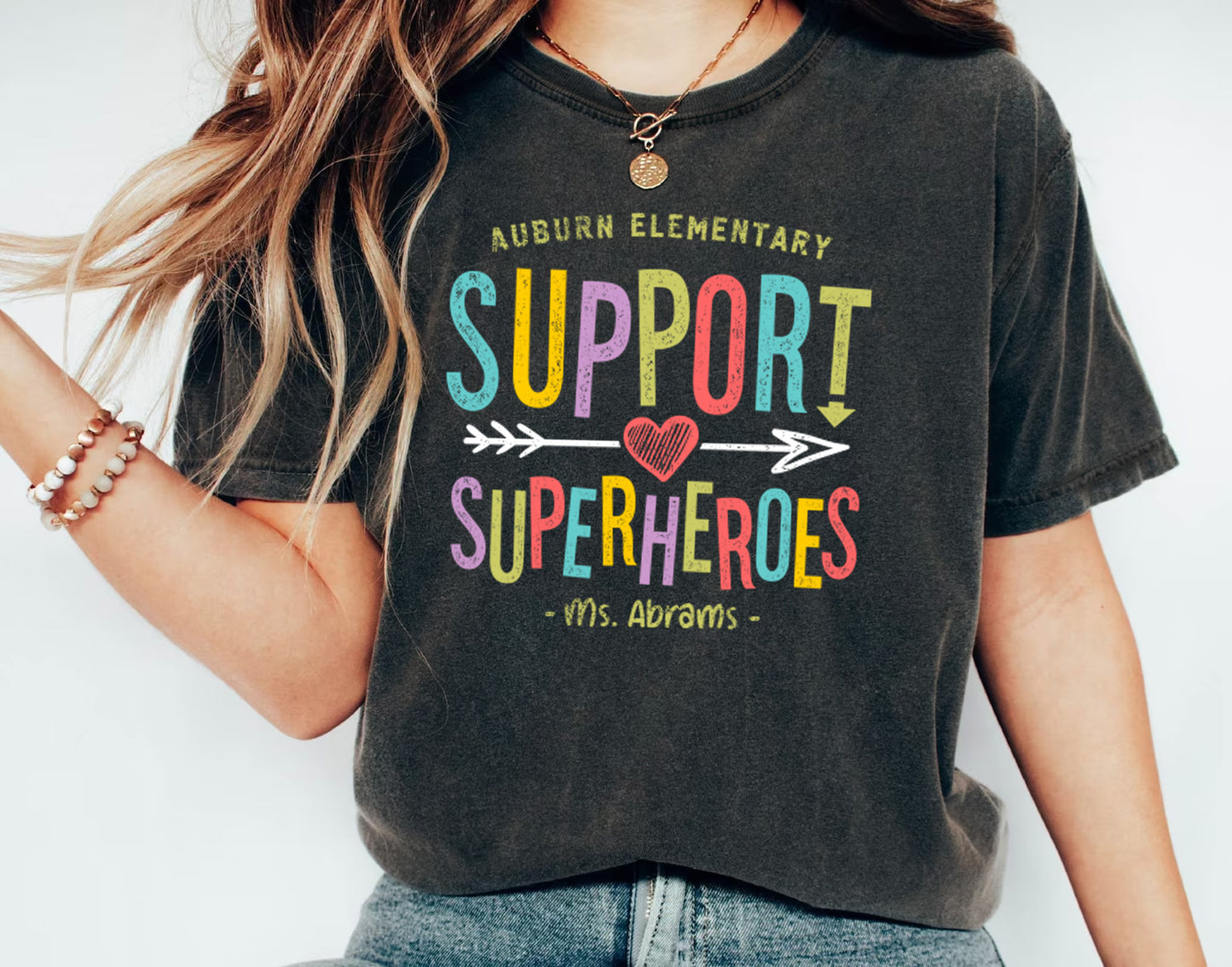 Support Superheroes Shirt | Personalized School and Teacher Name | Para Educator