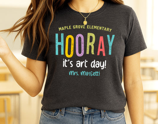 Art Teacher Shirt for Women | Hooray It's Art Day Tee | Personalized Name Gift