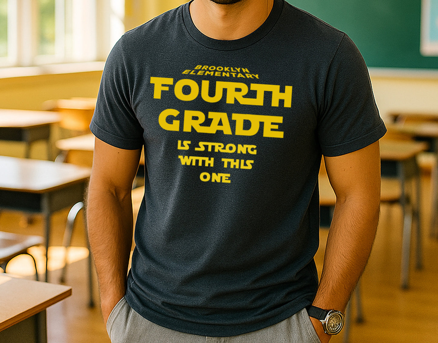 Funny Fourth Grade Teacher Shirt | The 4th is Strong With This One Tee