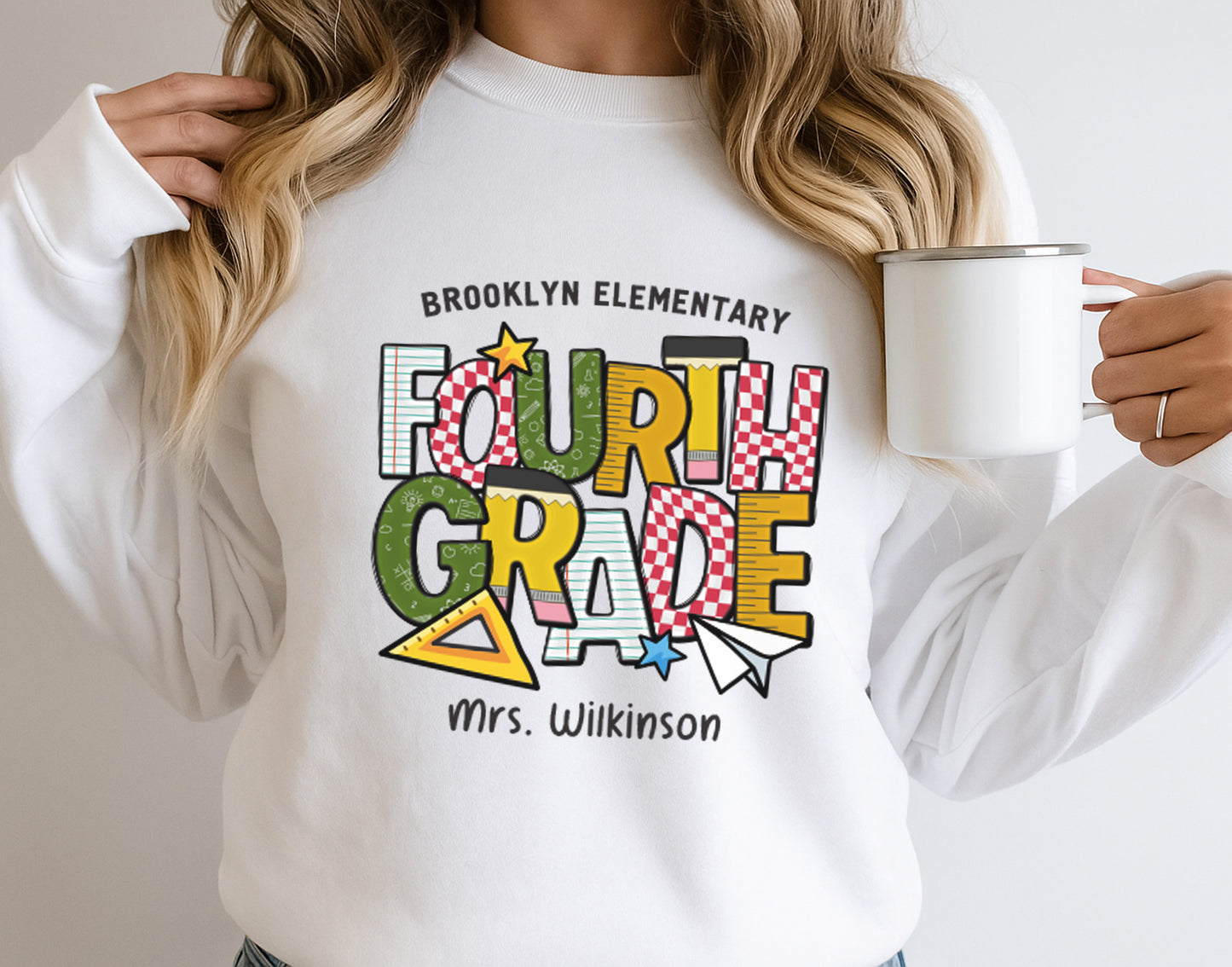 Personalized Fourth Grade Teacher Shirt | Custom School & Name Tee