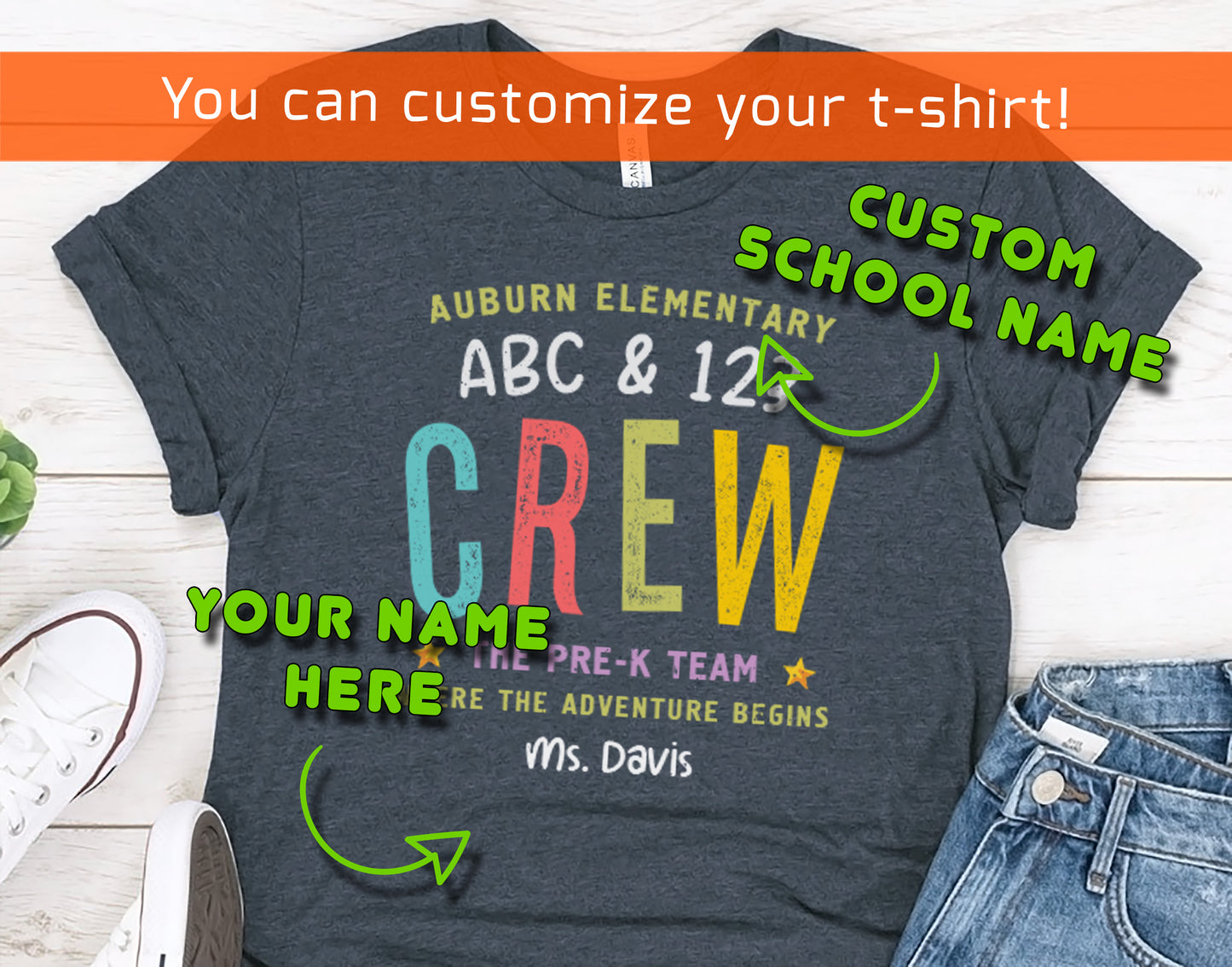 Pre-K Team Shirt | Custom Teacher Name Tee | Preschool Crew | ABC & 123