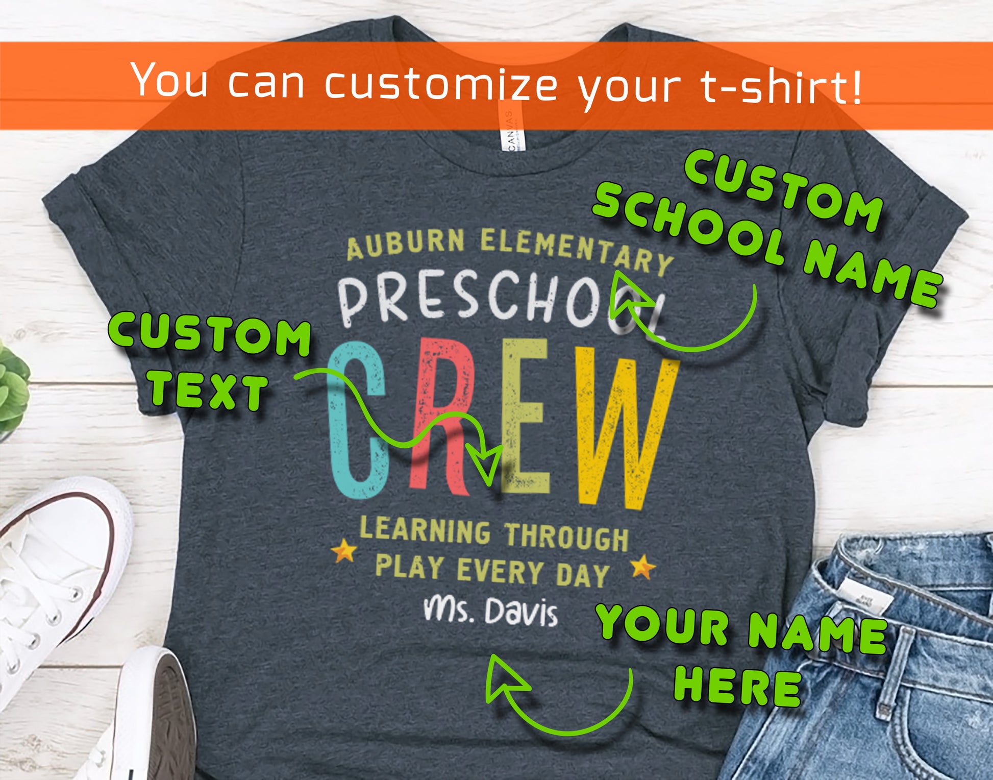 Personalized Preschool Crew Teacher T-Shirt