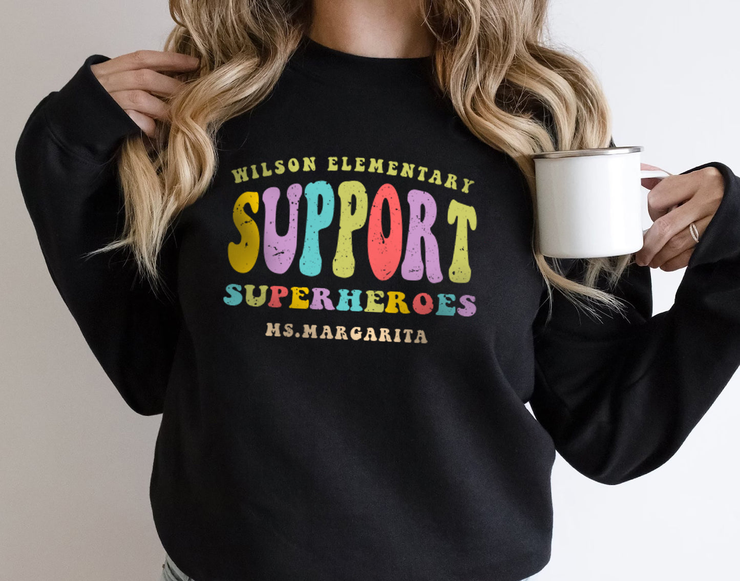 Funny Support Superheroes Shirt | Personalized School and Teacher Name | Para Educator