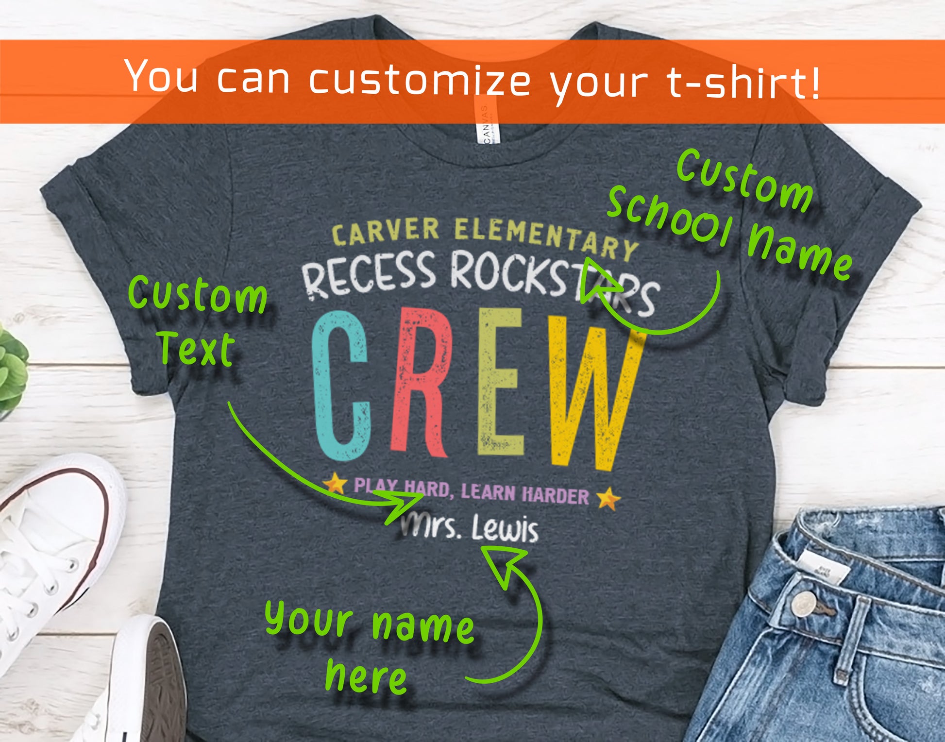 Recess Rockstars Crew Shirt | Custom Playground Supervisor Tee | Yard Duty Gift