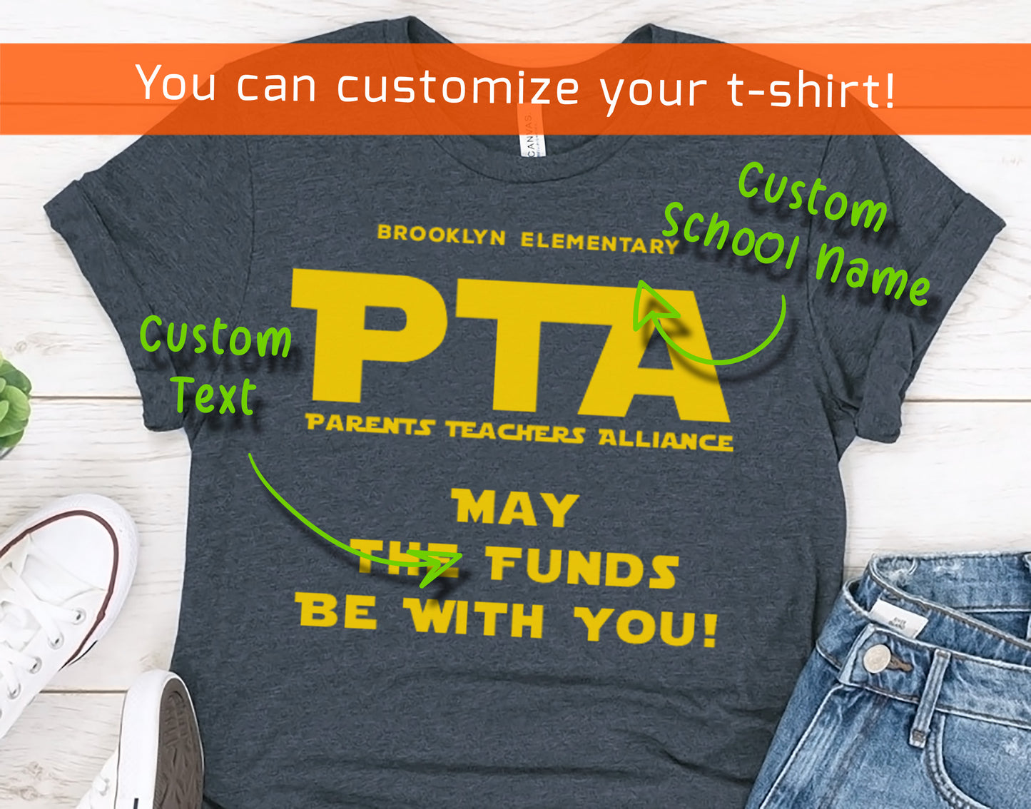 Custom PTA & PTO Team Shirts | School Volunteer Apparel | Custom Text