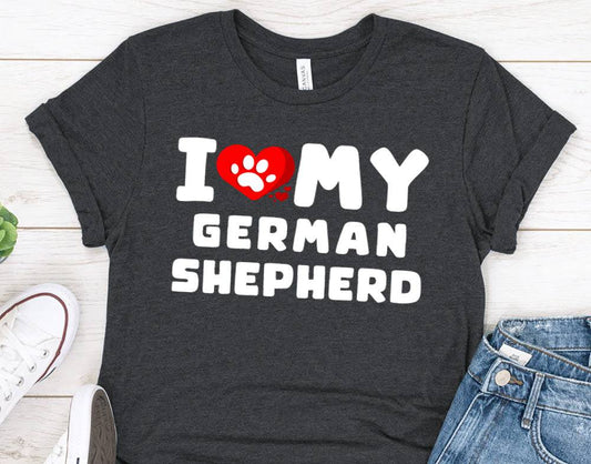 I Love My German Shepherd Gift Shirt for Men or Women, Dog Lover gift t-shirt