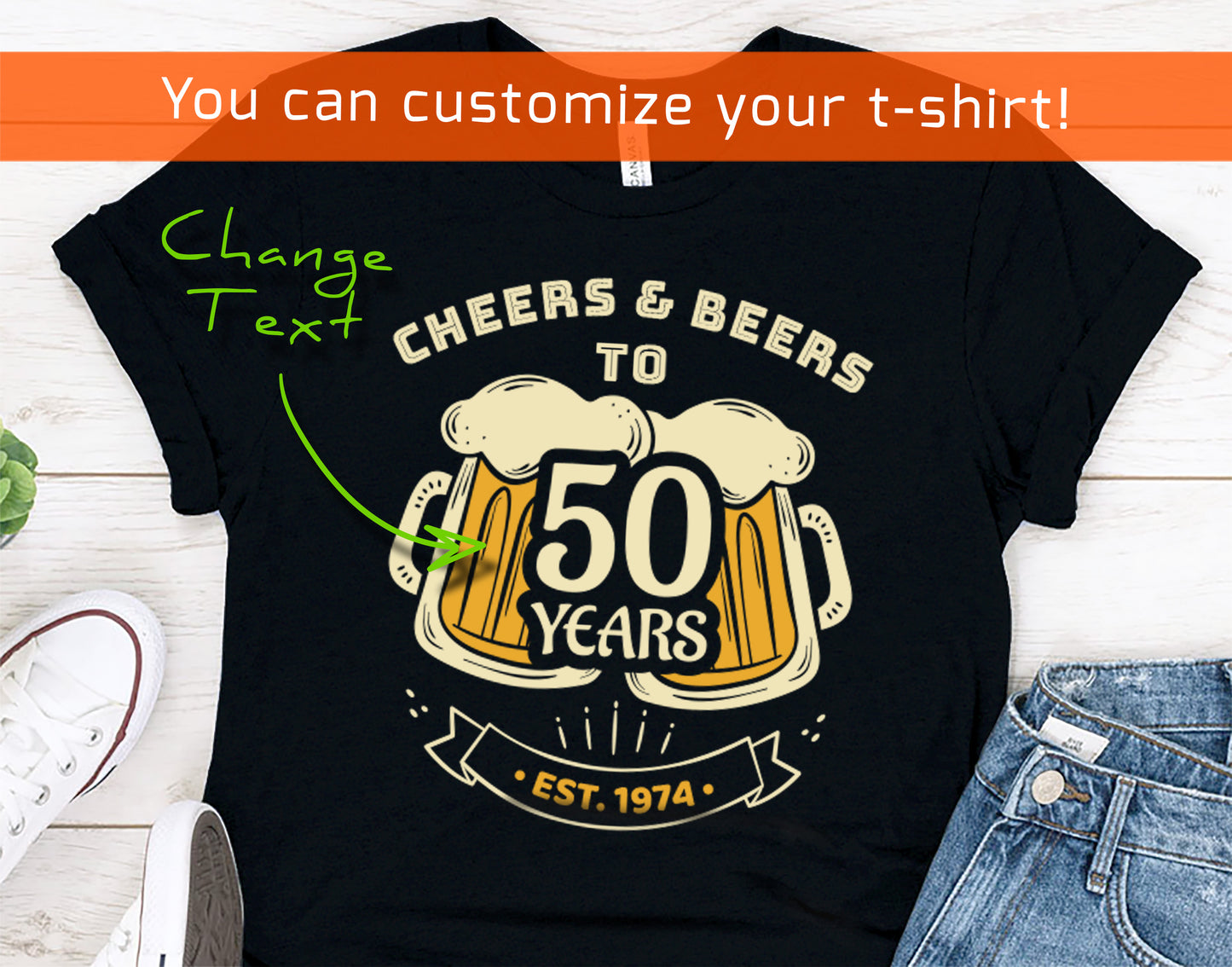 50th Birthday Gift Shirt for Men or Women - Cheers and Beers to 50 Years tee for Wife or Husband