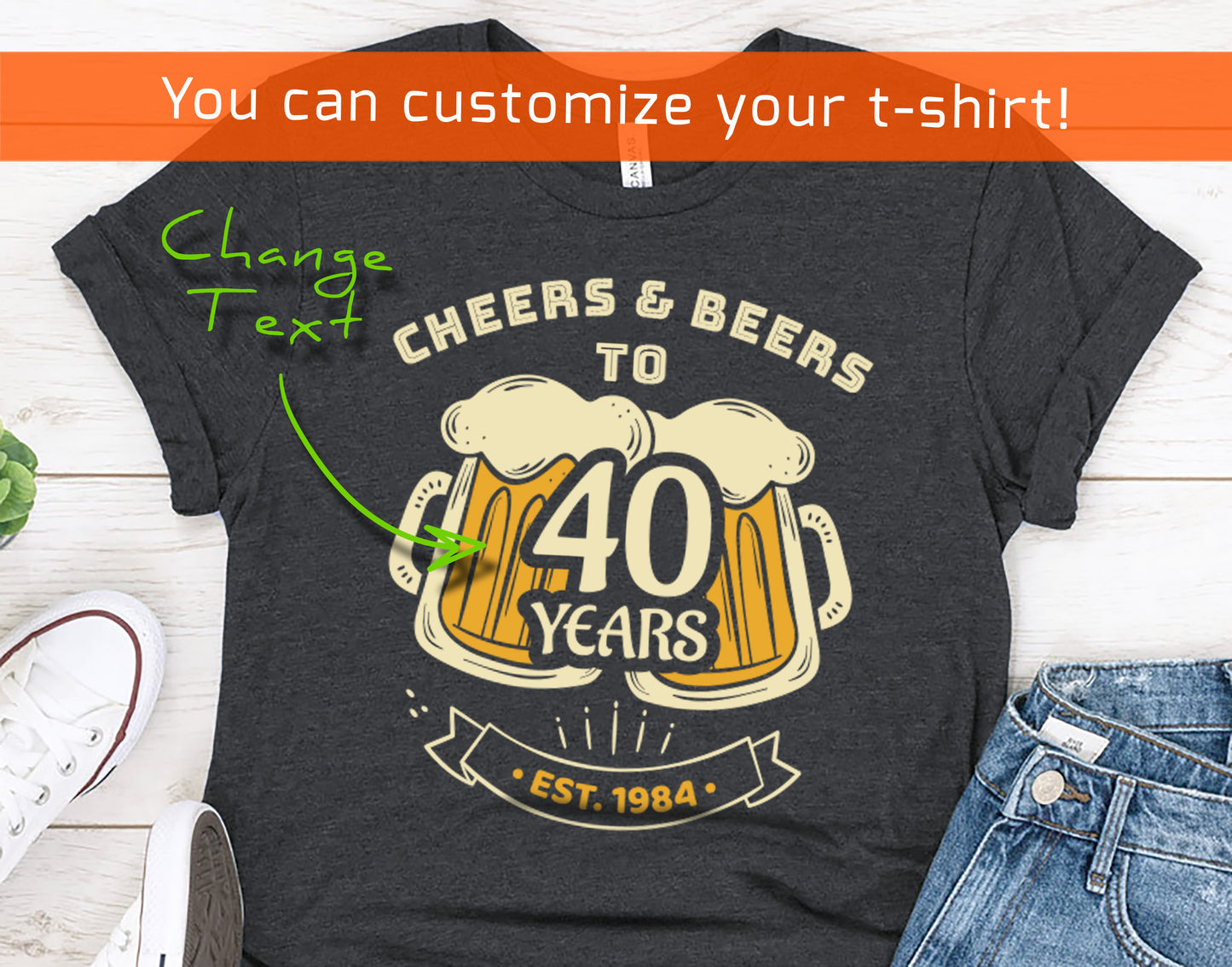 Cheers and Beers to 40 years, 40th Birthday Gift Shirt for Men or Women