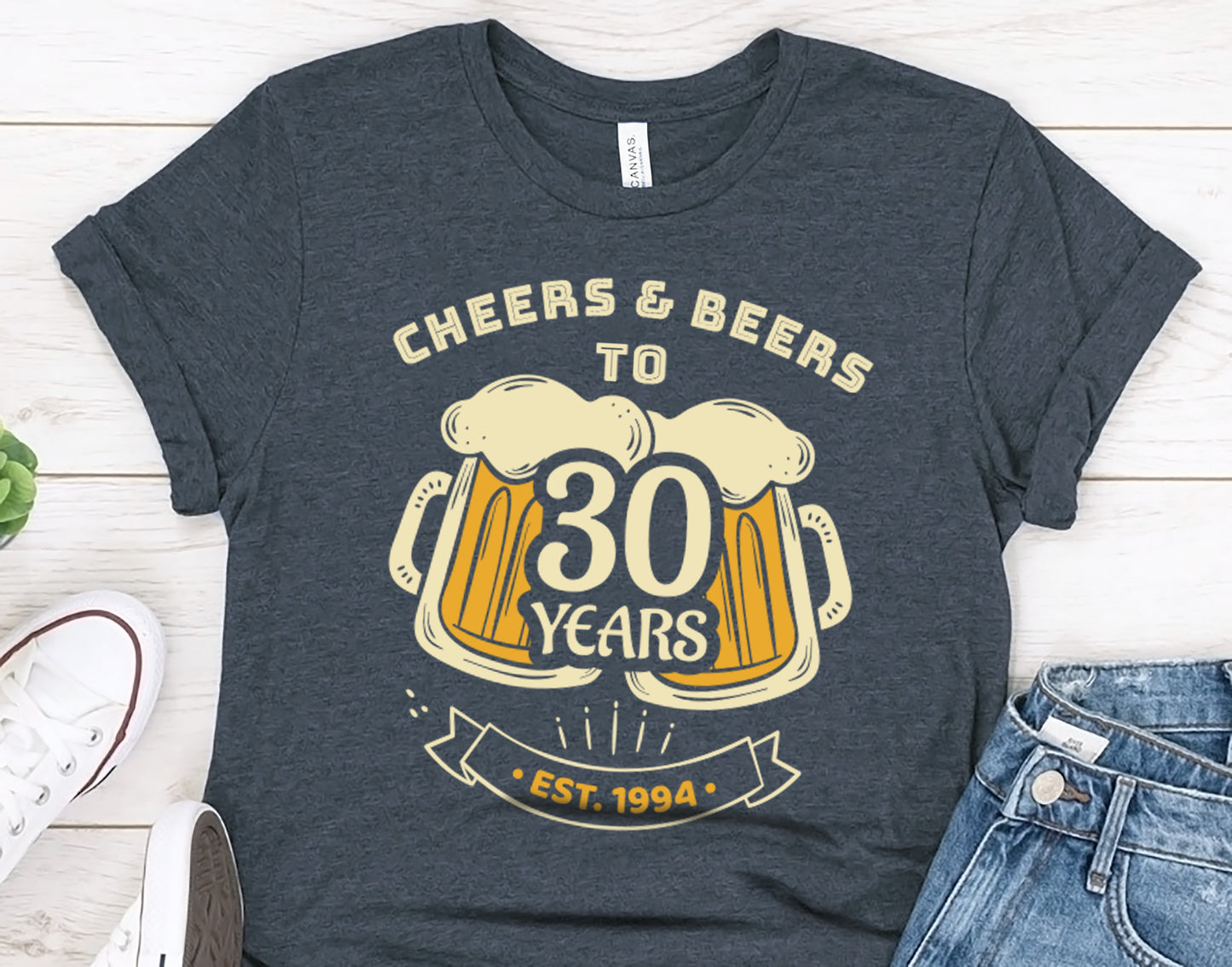 Cheers and Beers to 30 Years, 30th Birthday Gift Shirt for Men or Women