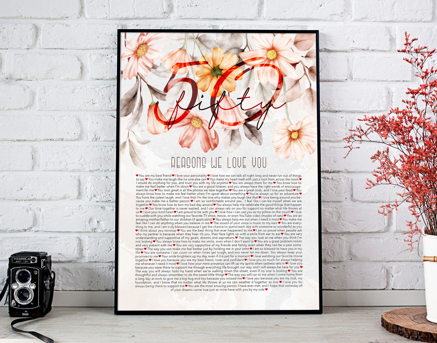 50 Reasons We Love You - Mothers day gift - Personalized 50th Birthday gift - Digital Print Canvas File