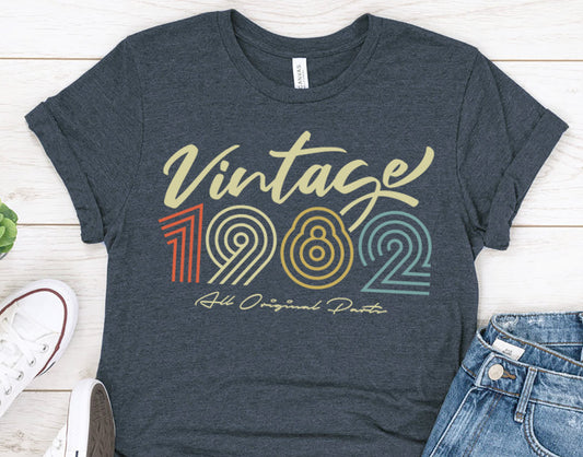 40th birthday gifts for women or men, Vintage 1982 Shirt for wife or husband, All Original Parts tee for sister or brother - 37 Design Unit