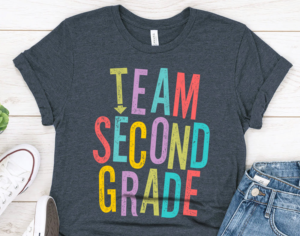Team Second Grade T-Shirt - Personalized Teacher Squad Shirts - any Grade Teacher Team - Back to School T-Shirts - 37 Design Unit