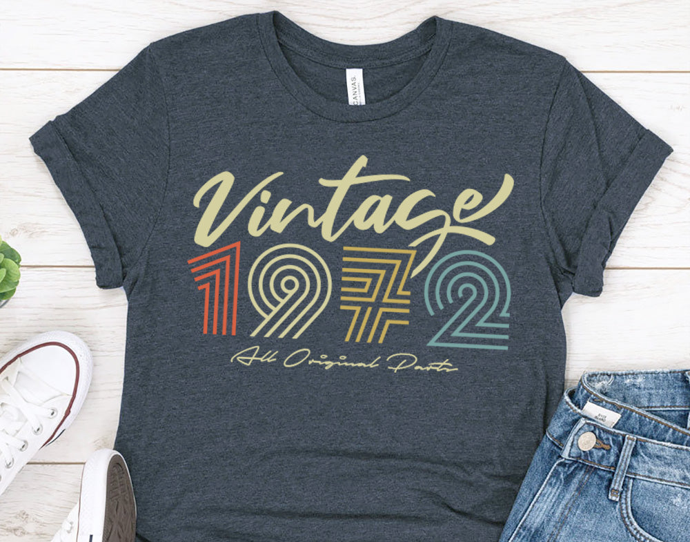 50th birthday gifts for women or men, Vintage 1972 Shirt for wife or husband, All Original Parts tee for sister or brother - 37 Design Unit