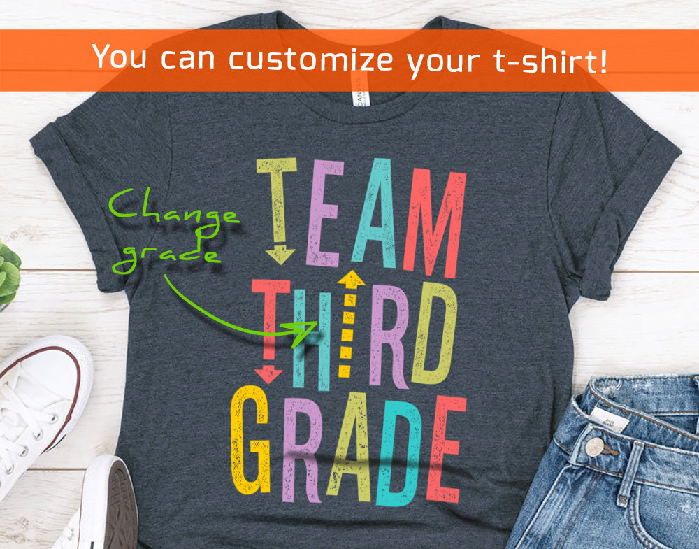 Team Third Grade T-Shirt - Personalized Teacher Squad Shirts - any Grade Teacher Team Tee - Back to School TShirts - 37 Design Unit