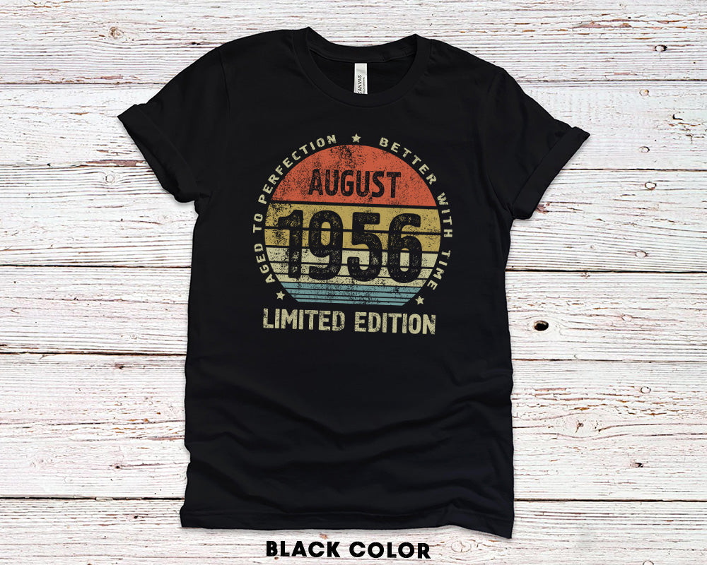 Vintage August 1956 shirt for women or men - 65th birthday gift t-shirt for sister or brother - 65 anniversary tshirt for wife or husband - Aged to Perfection Better with Time - 37 Design Unit