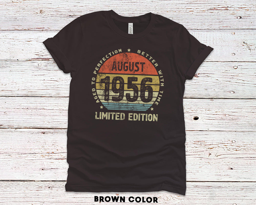 Vintage August 1956 shirt for women or men - 65th birthday gift t-shirt for sister or brother - 65 anniversary tshirt for wife or husband - Aged to Perfection Better with Time - 37 Design Unit