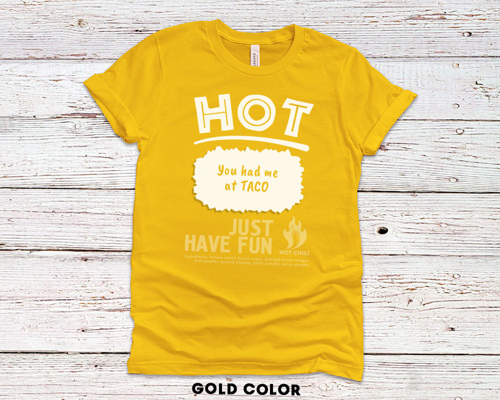 Taco Mild Sauce Group Halloween Costumes T-Shirt, Diablo Fire Hot Verde Sauce Shirts, Couples Family Halloween Matching Tees, Office Costumes - 37 Design Unit