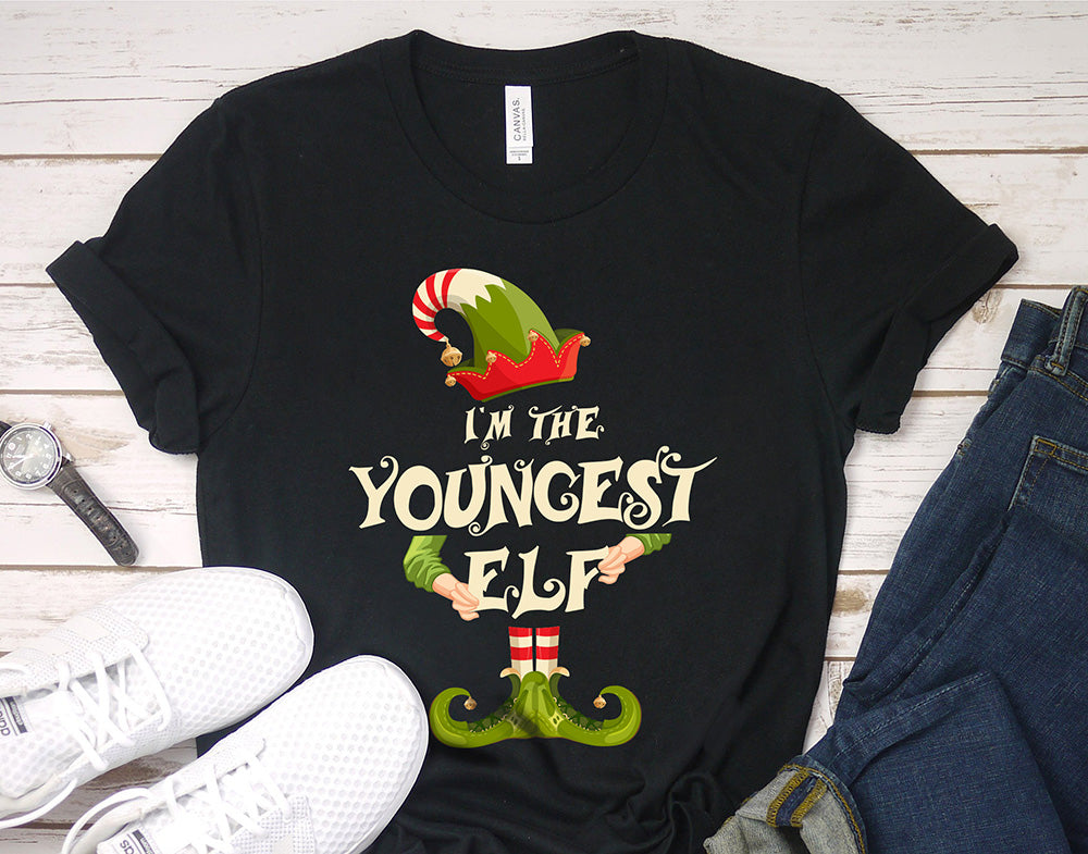 Christmas shirt for woman or man - I'm the youngest elf - family matching funny Christmas costume t-shirt - 37 Design Unit