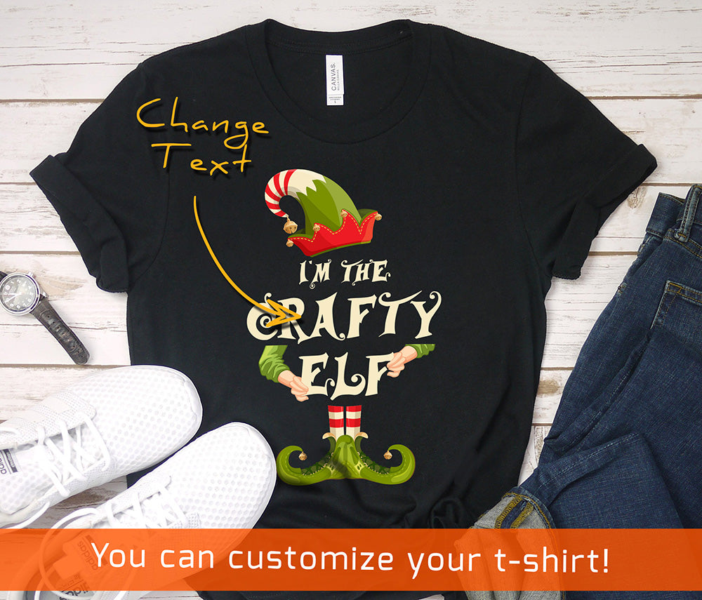 Christmas shirt for woman or man - I'm the crafty elf - family matching funny Christmas costume t-shirt - 37 Design Unit