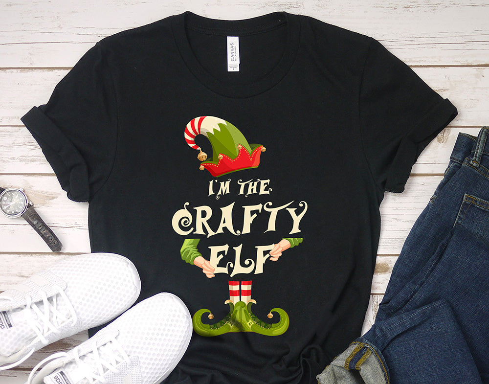 Christmas shirt for woman or man - I'm the crafty elf - family matching funny Christmas costume t-shirt - 37 Design Unit