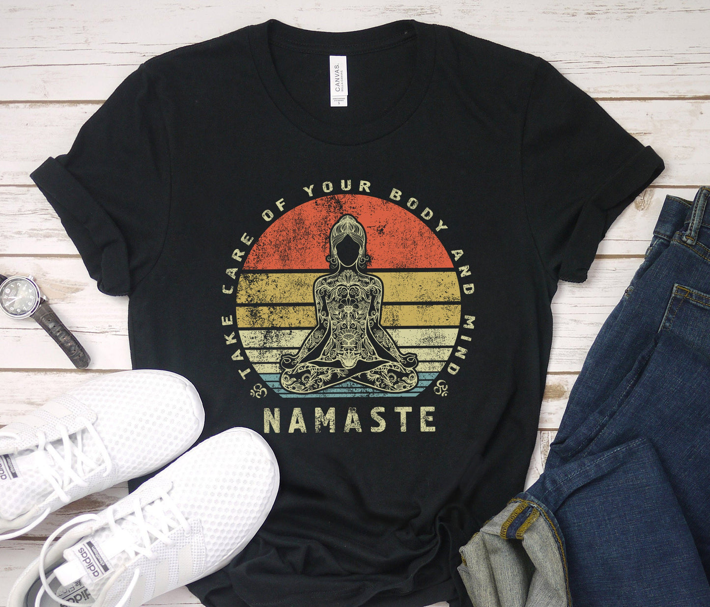 Take Care of Your Body and Mind - Yoga meditation shirt for women or men, Namaste relax t-shirt